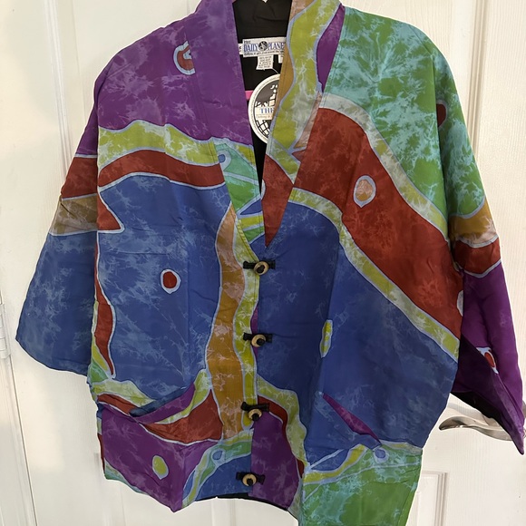 Bohemian style jacket. Beautiful multi colors. L - Picture 1 of 6
